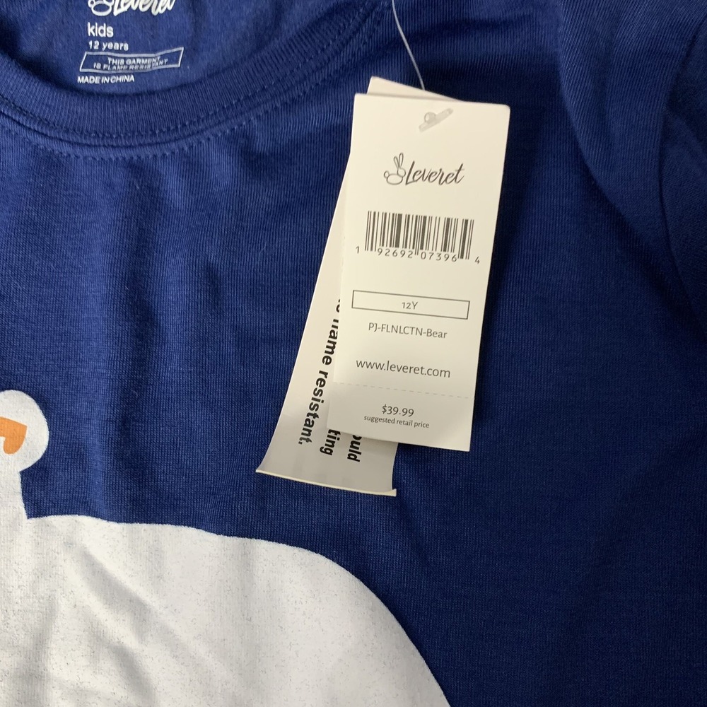 Leveret Pajama Top 12 Kids Blue Elephant Print NWT Cozy Comfy Sleepwear - Picture 3 of 5